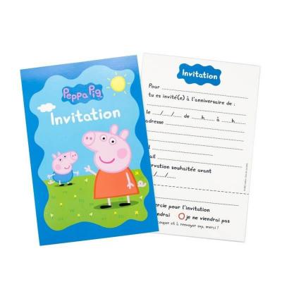 Lot de 6 cartes d'invitation pour anniversaire Peppa Pig