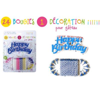 Set de 24 bougies et décoration Happy Birthday