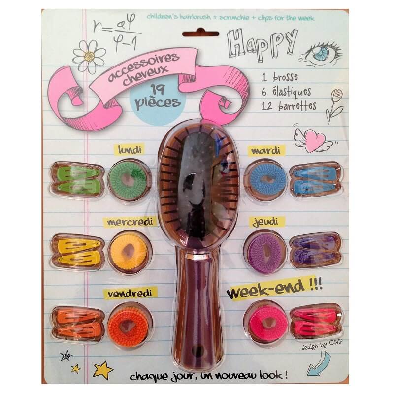 Brosse à cheveux enfant et 18 accessoires