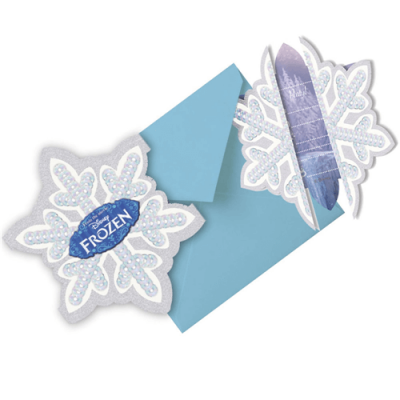 Pack de 6 cartes d'invitation anniversaire enfant La reine des neiges