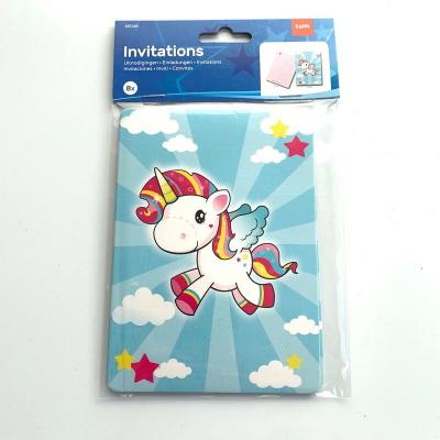 Cartes licorne invitation anniversaire lot de 8