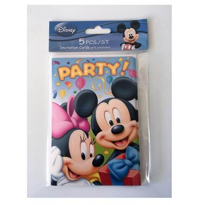 Cartes Mickey et Minnie Disney invitation anniversaire enfant - Lot de 5