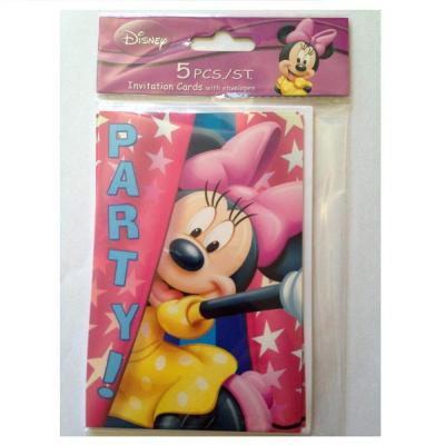 Cartes Minnie d'invitation anniversaire enfant par lot de 5