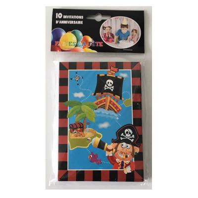 Cartes invitation anniversaire enfant - 10 cartes pirate