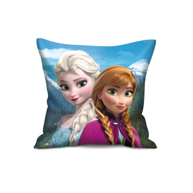 Coussin La reine des neiges carré avec Elsa et Anna