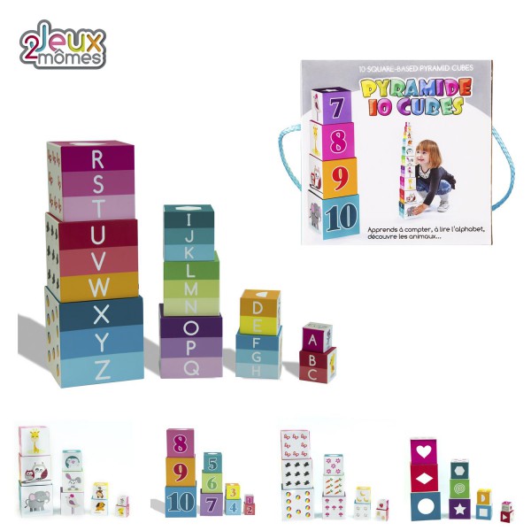 Cubes a empiler 10 pieces jouet educatif enfant compter alphabet