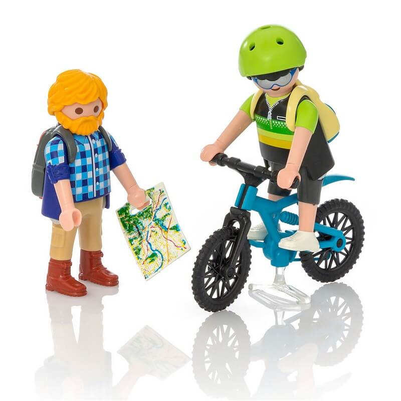 Cycliste et randonneur playmobil