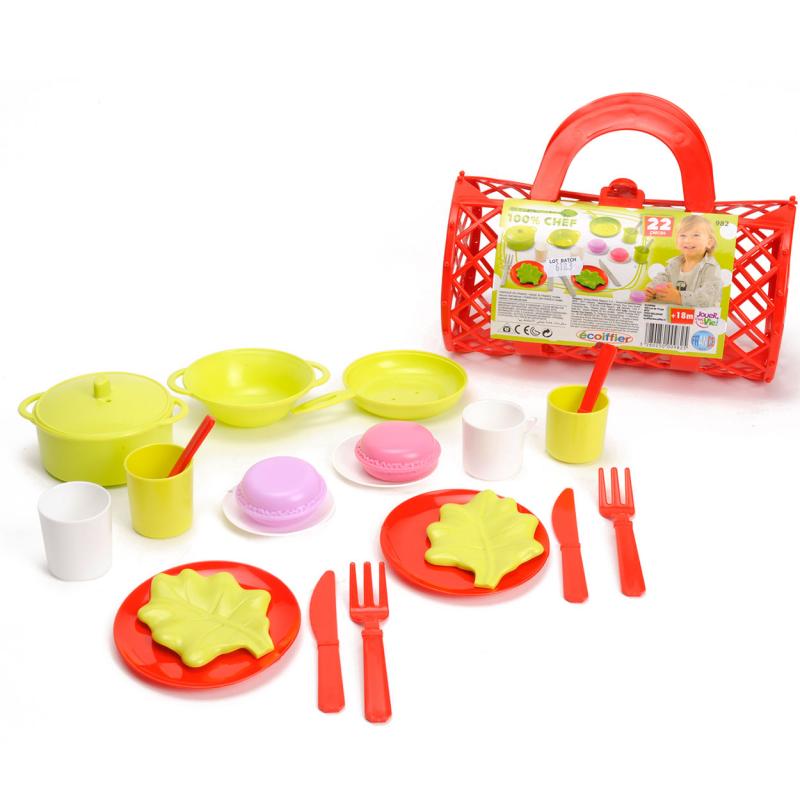 Accessoires de dînette 100 % Chef – 39 pièces – Jouets Ecoiffier – 2619 -  Dès 18 mois – Fabriqués en France