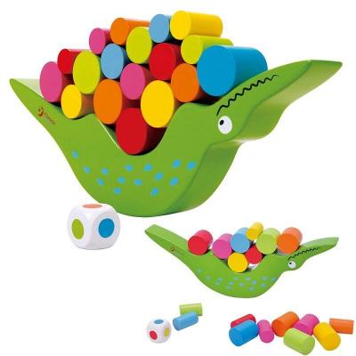 Jeu de societe enfant en bois le crocodile a bascule