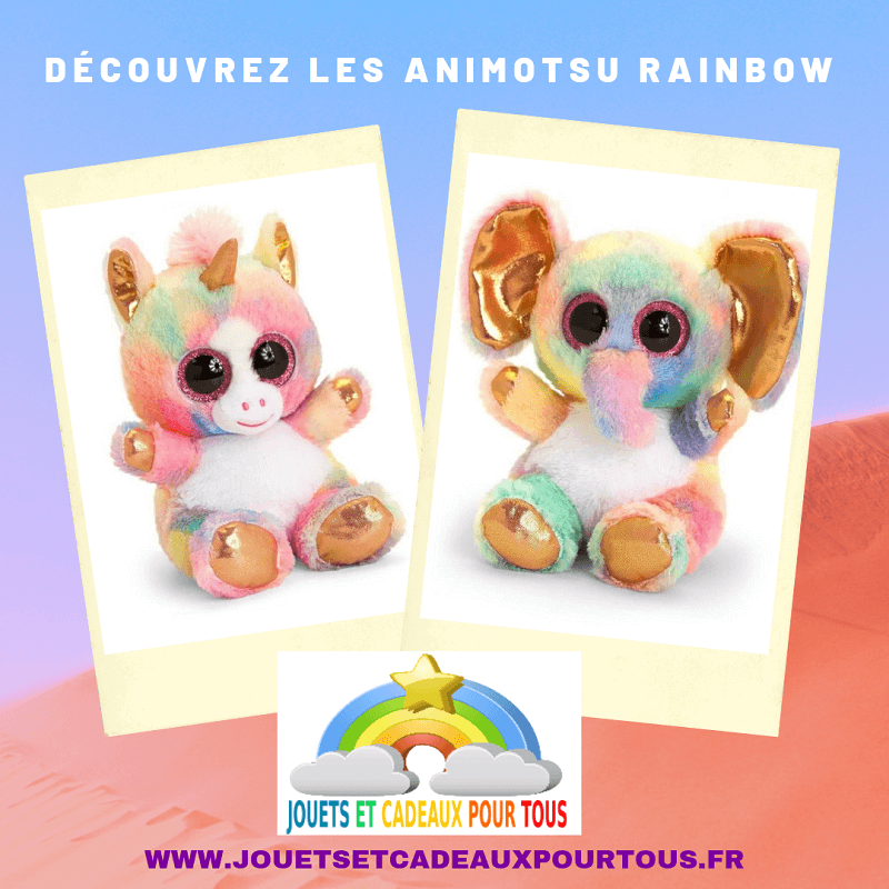 Les peluches aux gros yeux animotsu rainbow keel toys