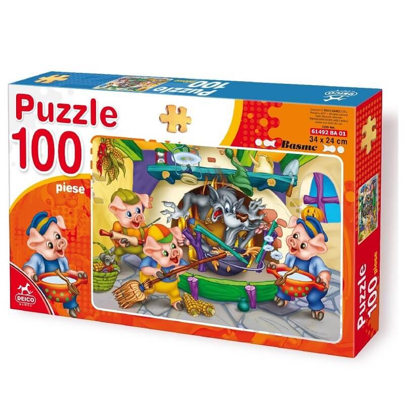 Puzzle bois 6 pièces - Les 3 petits cochons - Puzzles moins de 18