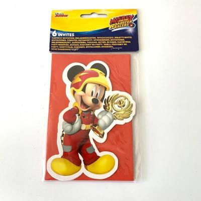 6 Cartes Mickey Racer d'invitation pour anniversaire