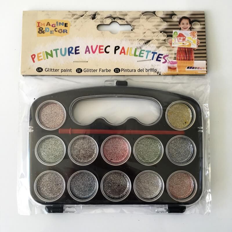 Palette de peinture enfant à paillettes