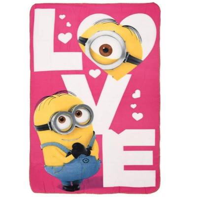 Plaid polaire les minions love rose