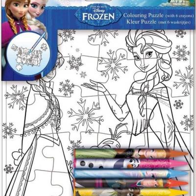 Puzzle La reine des neiges Disney à colorier et 6 crayons