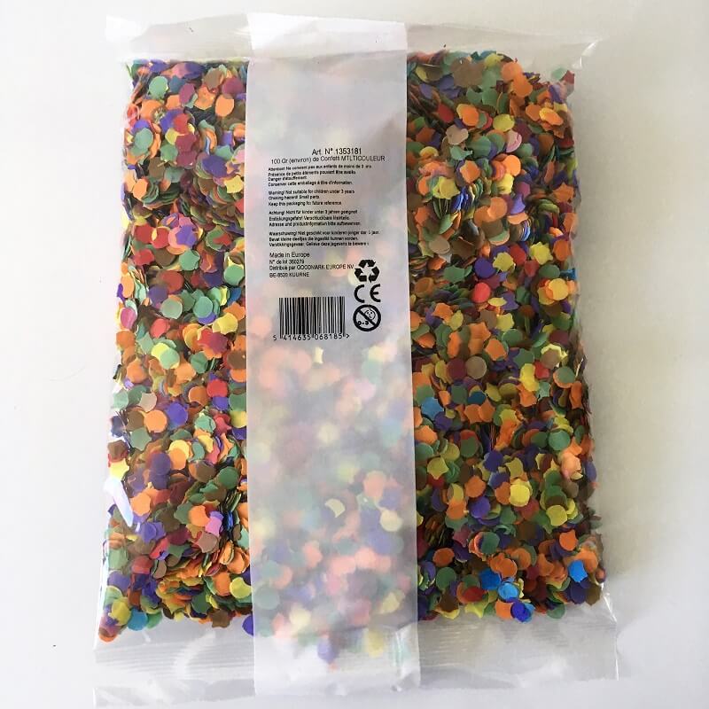 Sachet confettis multicolores 100 grammes