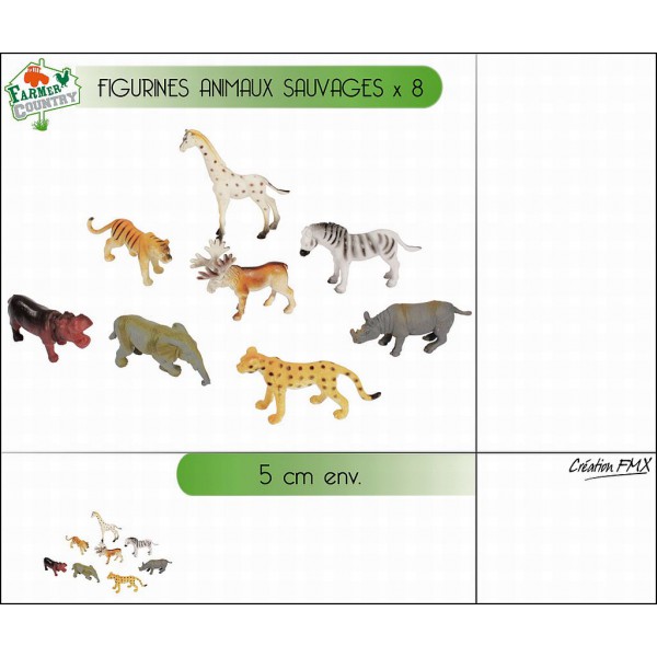 Sachet animaux de la savane : 8 figurines