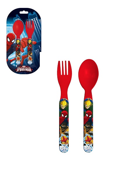 Spiderman Lot de 2 couverts en plastique Marvel fourchette et cuillère 
