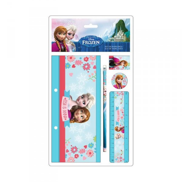 Set papeterie 4 pieces trousse plate la reine des neiges 1