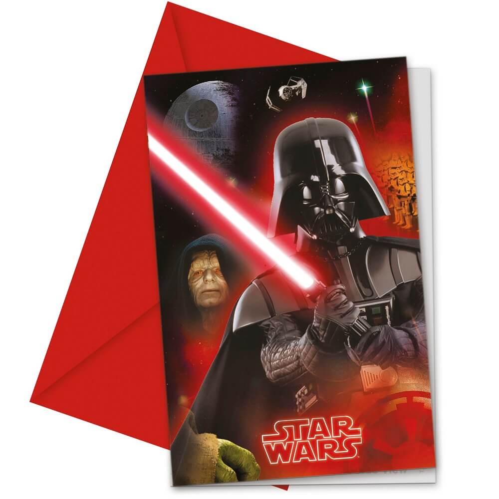 Star Wars 6 cartes d'invitation et les enveloppes