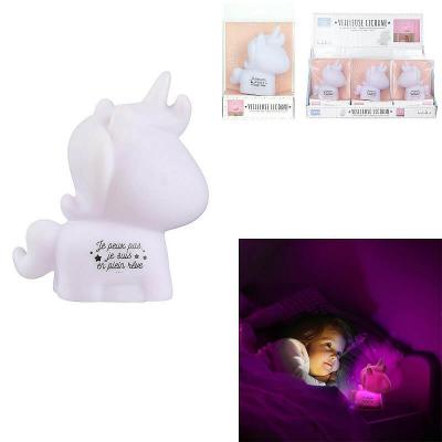 Veilleuse licorne lumineuse éclairage rose