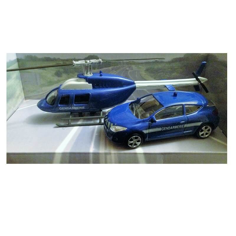Voiture de gendarmerie et helicoptere de gendarmerie miniature pack mondo motors jpg