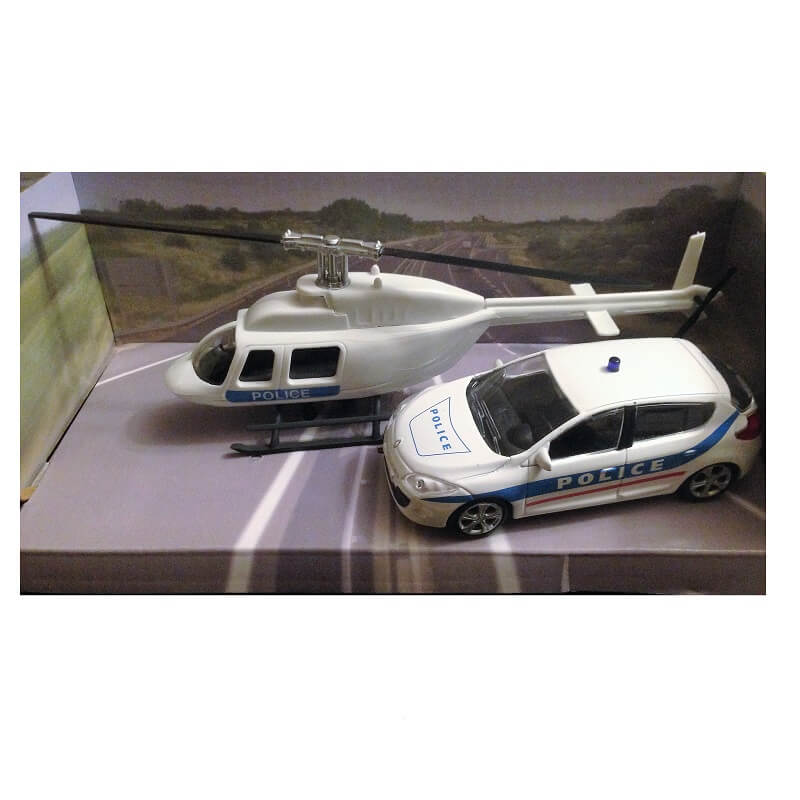 Voiture de police et helicoptere de police miniature pack mondo motors